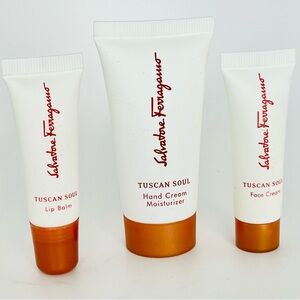 Salvatore Ferragamo Tuscan Soul Travel Set 3pc Lip Balm Face Hand Cream Italy